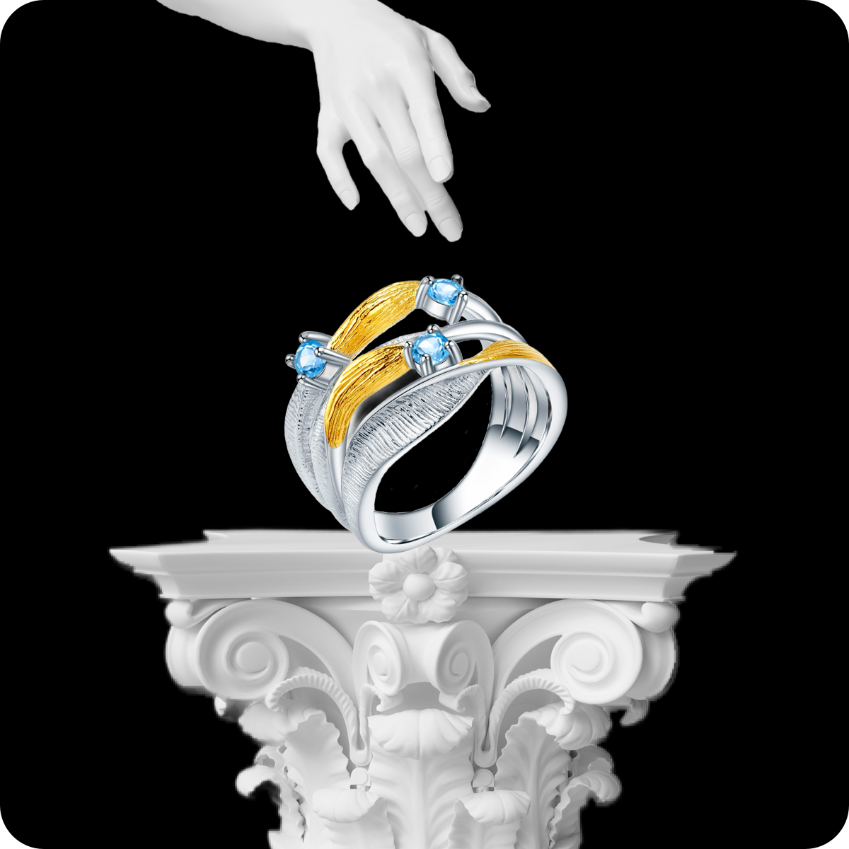 Kintsugia ♦ Arcadia Bague artistique en argent