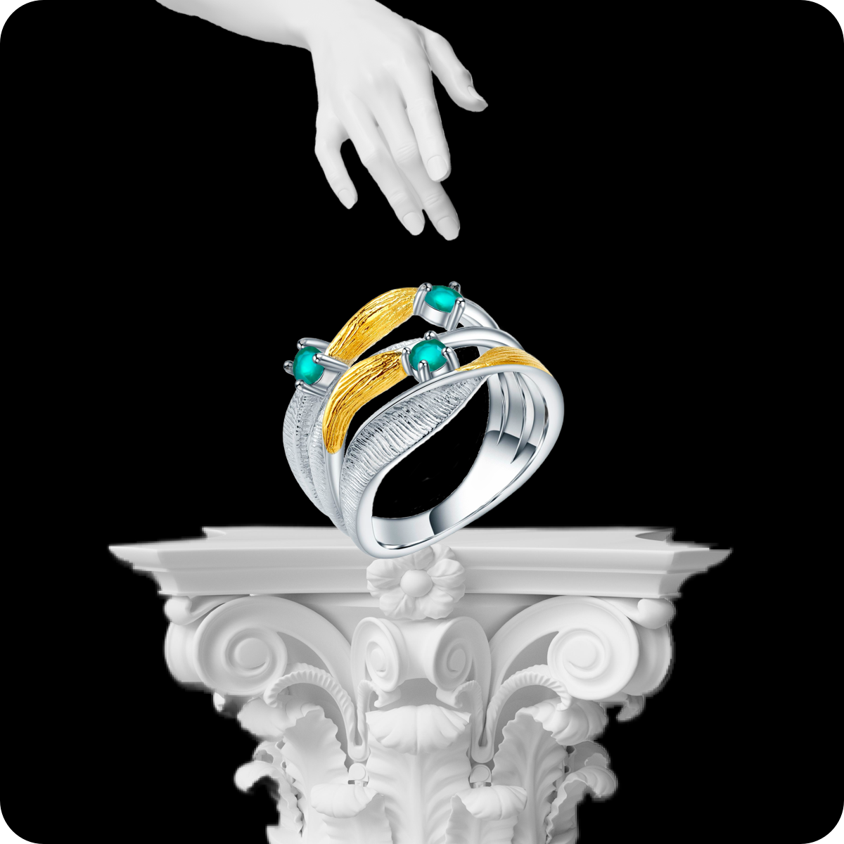 Kintsugia ♦ Arcadia Bague artistique en argent