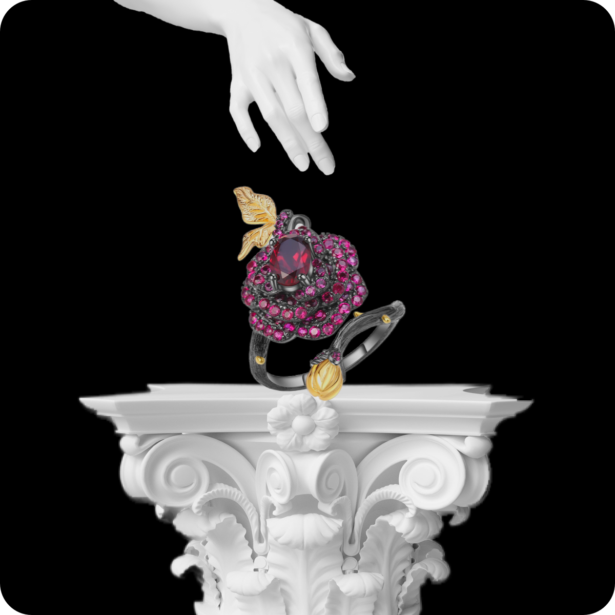 Penrose ♦ Espinha Bague artistique en argent