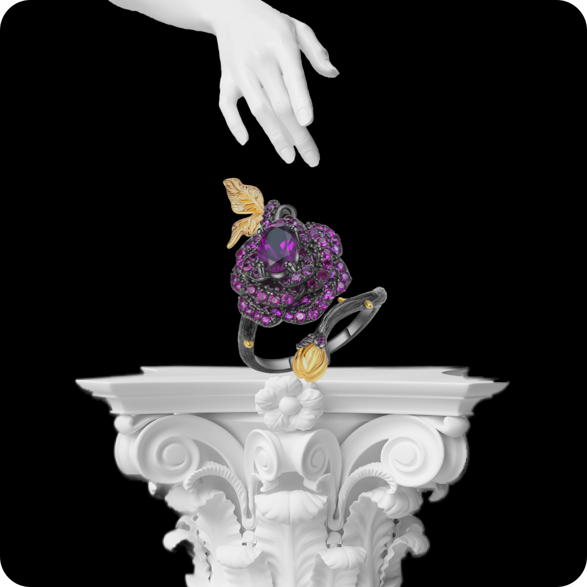 Penrose ♦ Espinha Bague artistique en argent